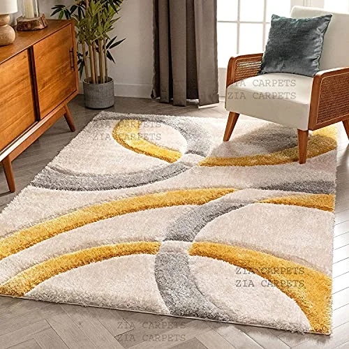 zia carpets Super Soft Modern Shag Area Rug Carpet with 2 inch Thickness 5 x 8 feet