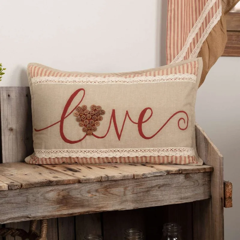 Ozark Love Pillow 14"x22" Barn Red, Beige, Semolina