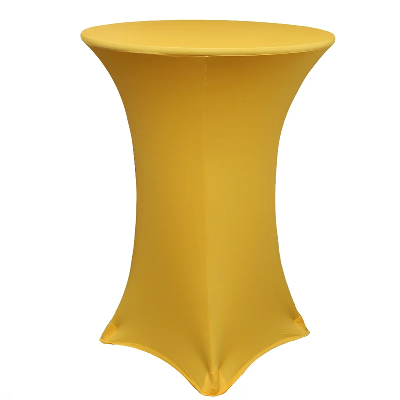 30 inch Highboy Cocktail Round Spandex Table Cover Gold