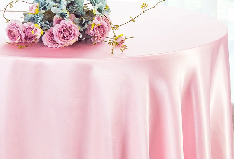 120" Seamless Round Satin Tablecloth - Pink (1pc)