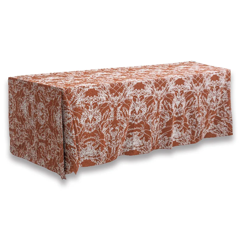 Leaf Branch Reversible Jacquard Tablecloth 90"x132" Rectangle  - Rust