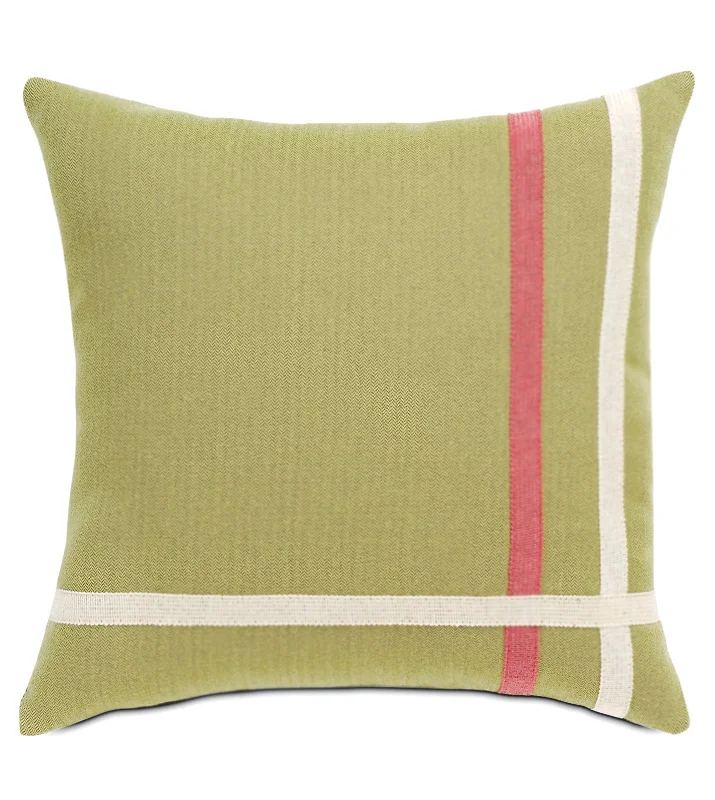 Gemma Spring Green with Ribbon Indoor Outdoor Throw Pillow Cover 16x16