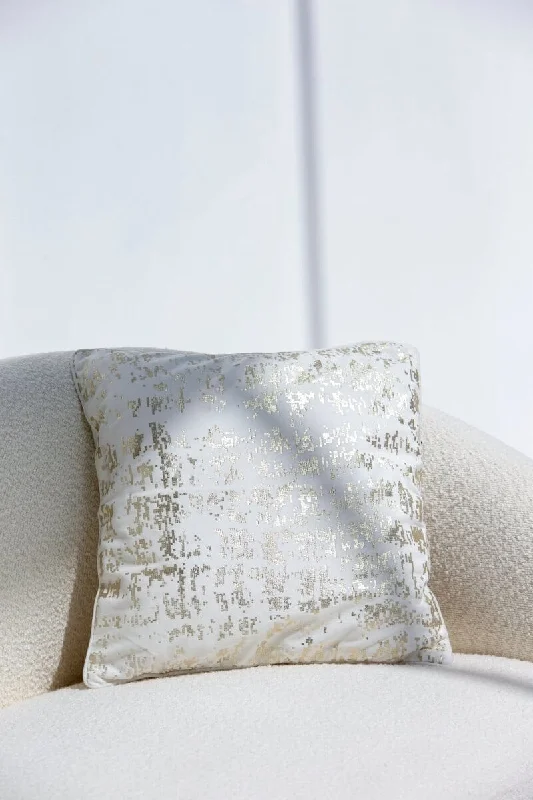 White & Gold Polyester Cushion Cover (45x45 CM)