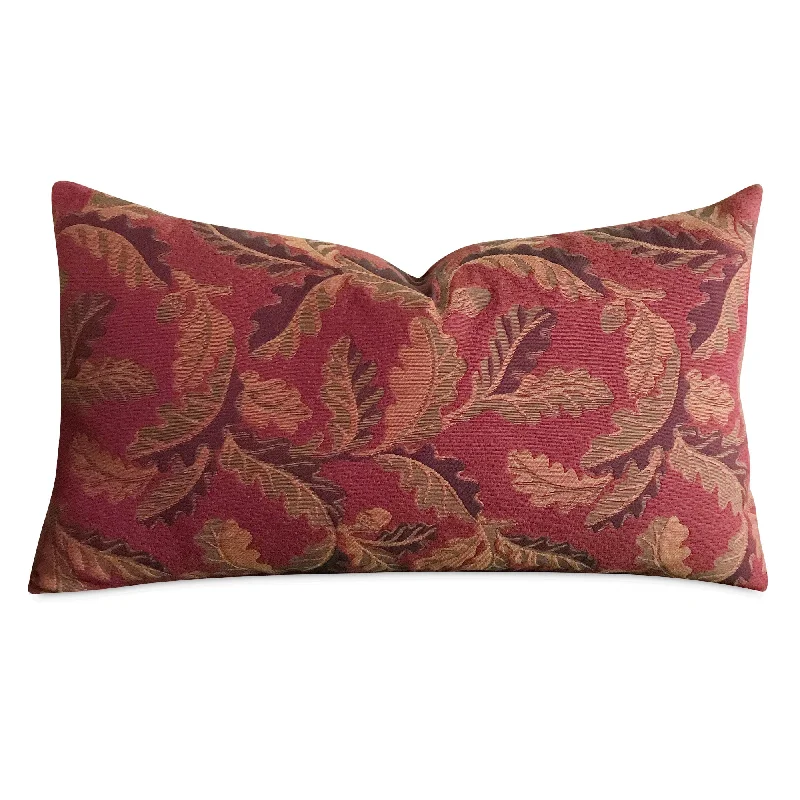 Fall Burgundy Leaf Lumbar Pillow Cover 15x26