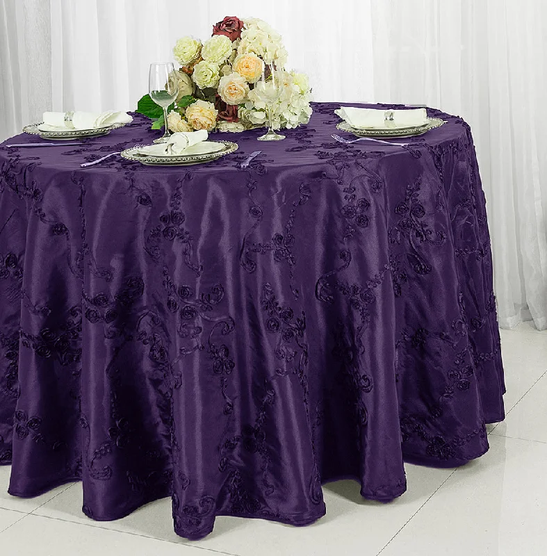 132" Round Ribbon Taffeta Tablecloth - Eggplant (1pc)