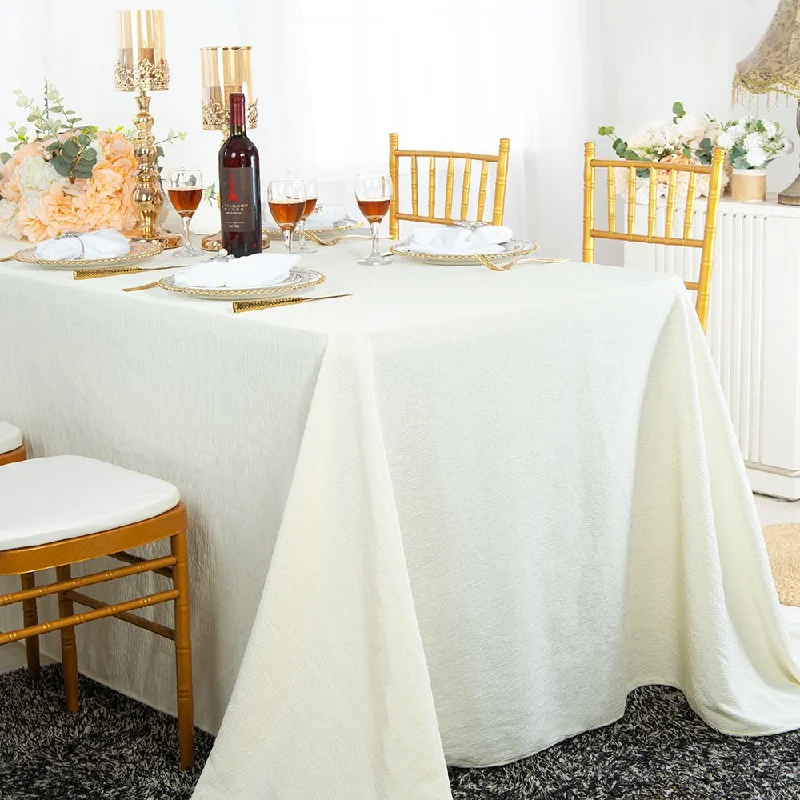 90"x156" Seamless Rectangular Crinkle Scuba (Wrinkle-Free) (240 GSM) Tablecloth - Ivory (1pc)