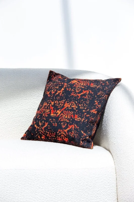 Firey Black Polyester Cushion Cover (45x45 CM)