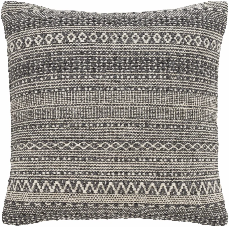 Cayey Charcoal Patterned Throw Pillow