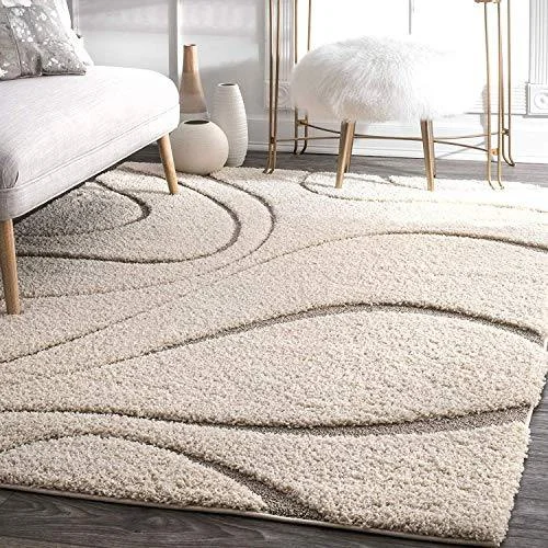 SWEET HOMES Carpet, Ultra Soft Handwoven shag Collection Modern Design. 3x5 Feet Color, Ivory/Beige