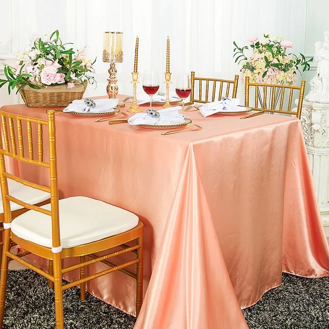 90"x156" Seamless Rectangular Satin Tablecloth - Apricot/Peach (1pc)