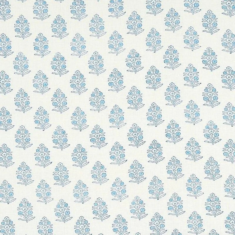 Aditi Hand Blocked Print Fabric in Blue