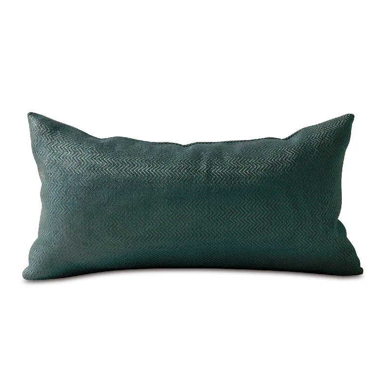 Teal Herringbone Woven Lumbar Pillow Cover 11x21