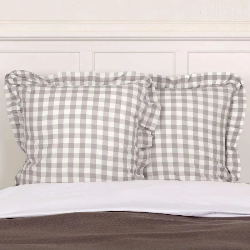 Annie Buffalo Grey Check Fabric Euro Sham 26x26 VHC Brands