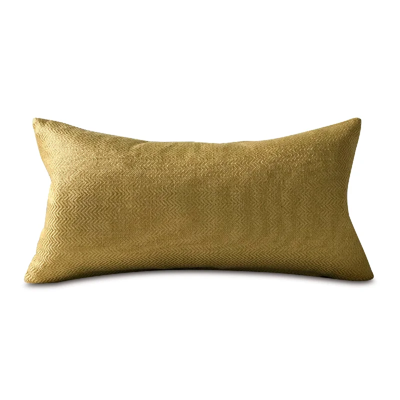 Yellow Herringbone Woven Lumbar Pillow Cover 11x21