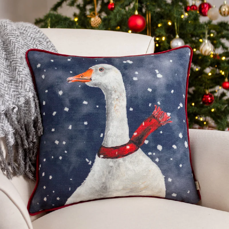 Christmas Goose Cushion Navy