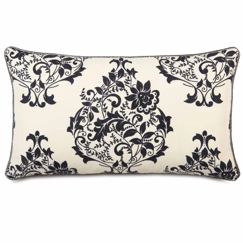 Catherine Floral Damask Lumbar Pillow Cover 15x26