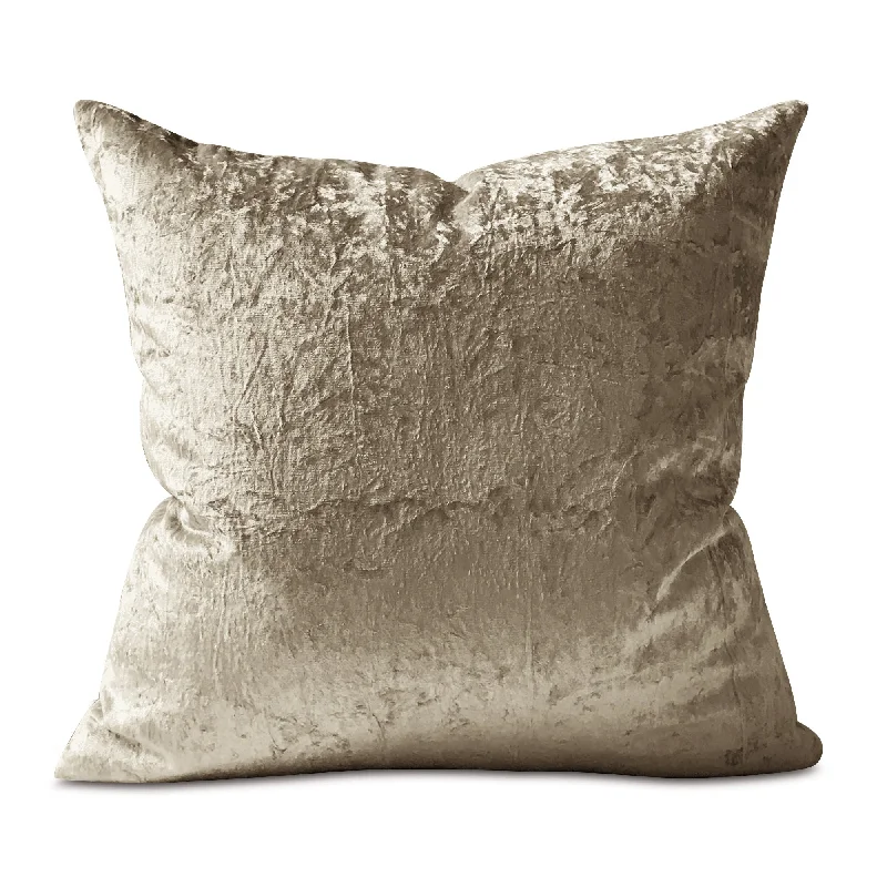 Beige Crushed Velvet Decorative Pillow Cover