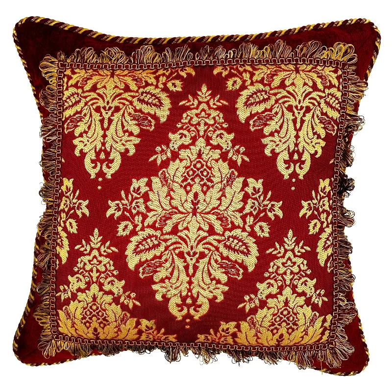 Scarlet  Damask Jacquard Throw Pillow Cover 20x20"