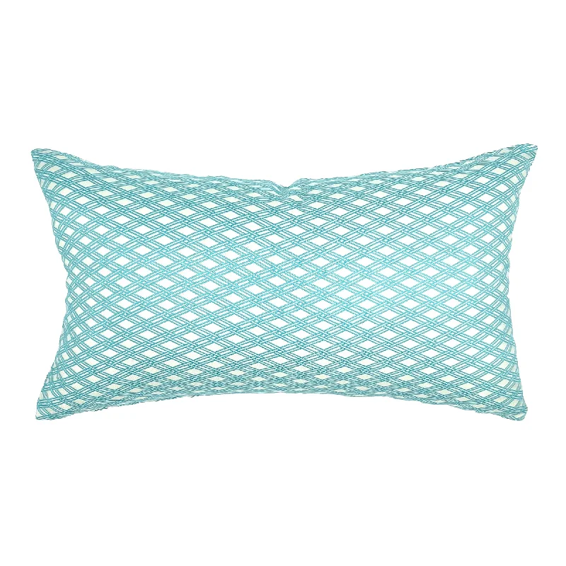 Sky Blue Geometric Lumbar Pillow Cover 15x26