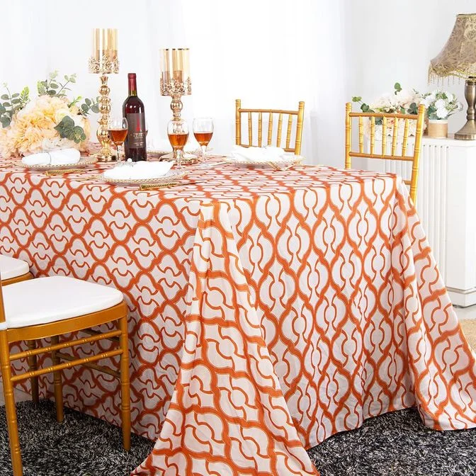 90"x132" Seamless Rectangular Miramar Scuba (Wrinkle-Free) (240 GSM) Tablecloth - Orange (1pc)