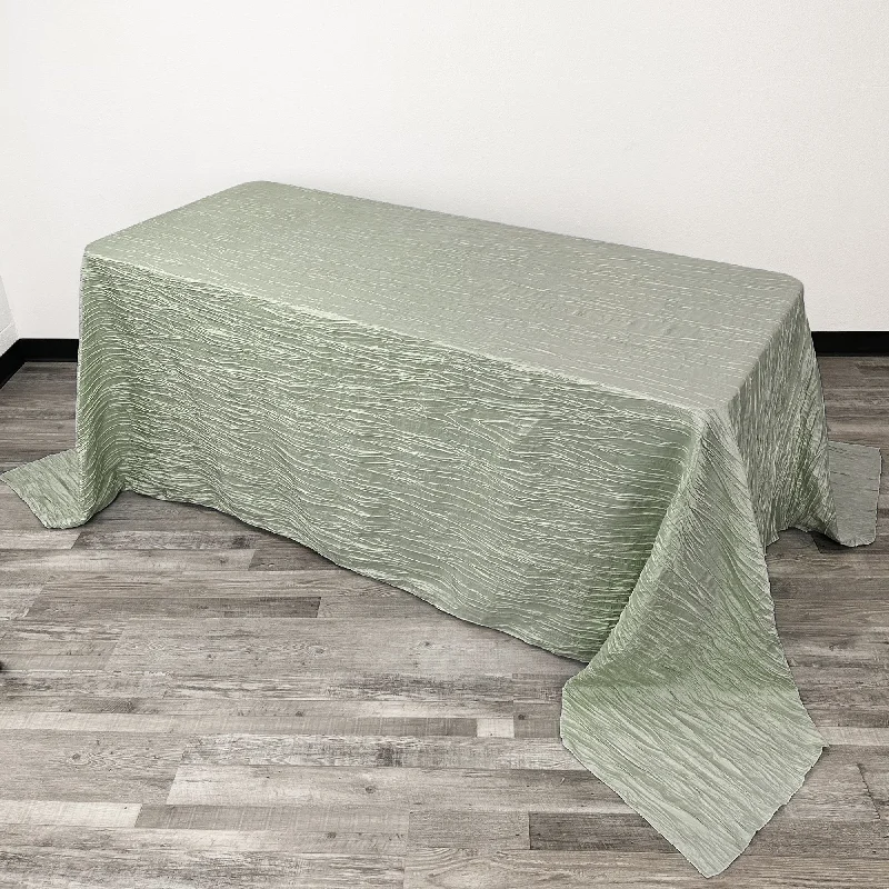 90 x 132 Inch Rectangular Crinkle Taffeta Tablecloth Sage