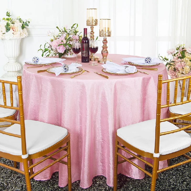 90" Seamless Round Crushed Taffeta Tablecloth - Pink (1pc)