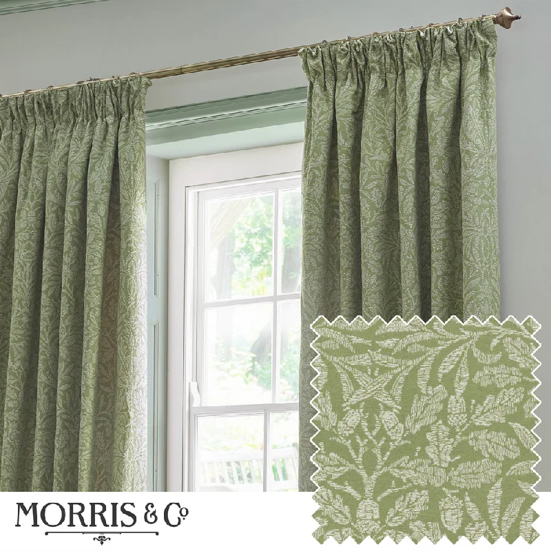 Acorn Tonal Matt Jacquard Pencil Pleat Curtains Sage