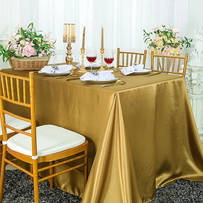 90"x132" Seamless Rectangular Satin Tablecloth - Antique Gold (1pc)