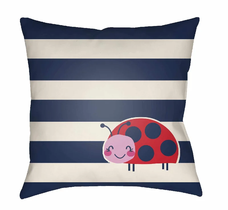 Kids Ladybug Animal Print Decorative Nursery Blue Throw Pillow