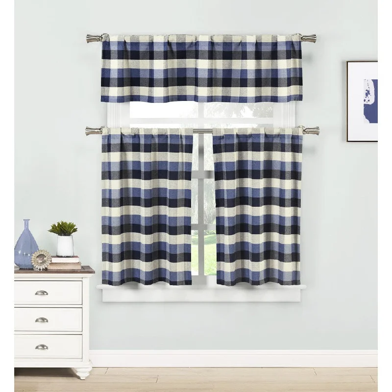 Duck River Kingsville Striped 3-Piece Kitchen Curtain Tier