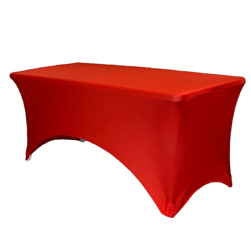 Stretch Spandex 8 ft Rectangular Table Cover Red