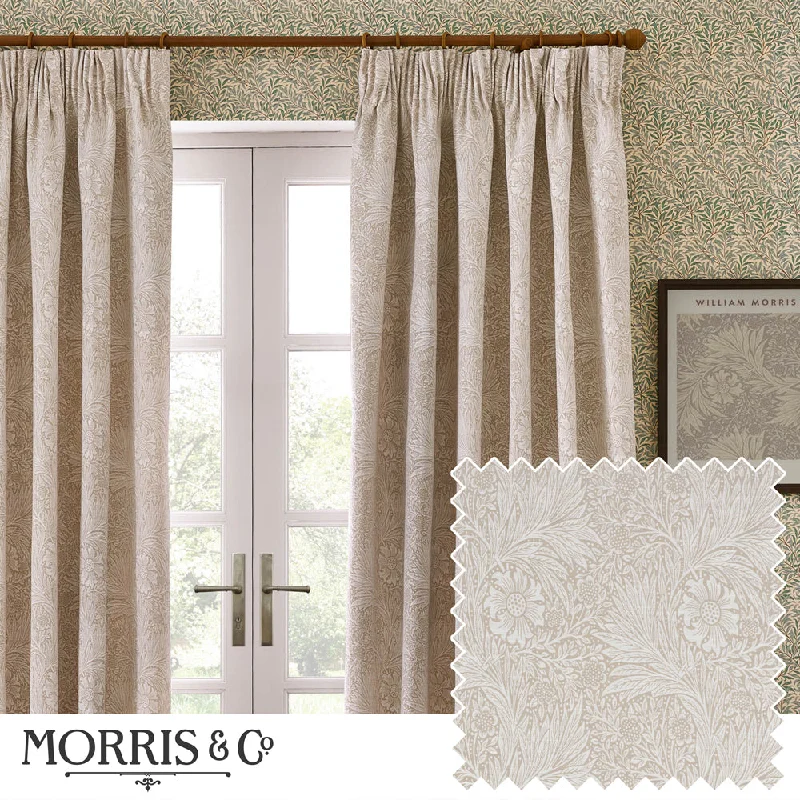 Marigold Floral Jacquard Pencil Pleat Curtains Stone