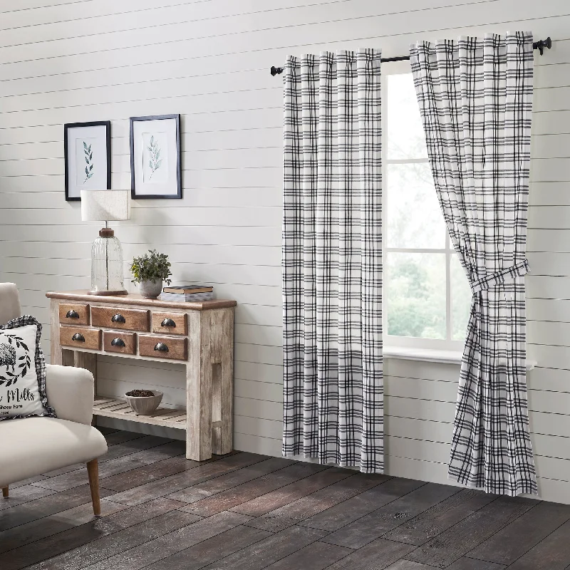 Sawyer Mill Black Plaid Panel Curtain Set of 2 84x40 VHC Brands