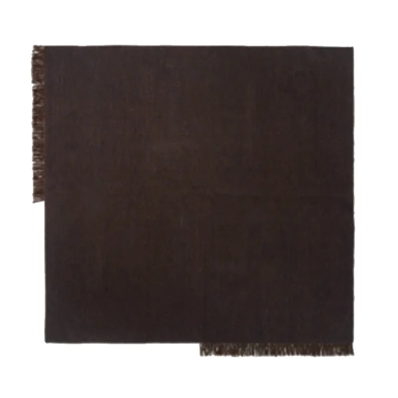 Kelim Fringe Rug, Square, Dark Brown Melange 240 x 240cm