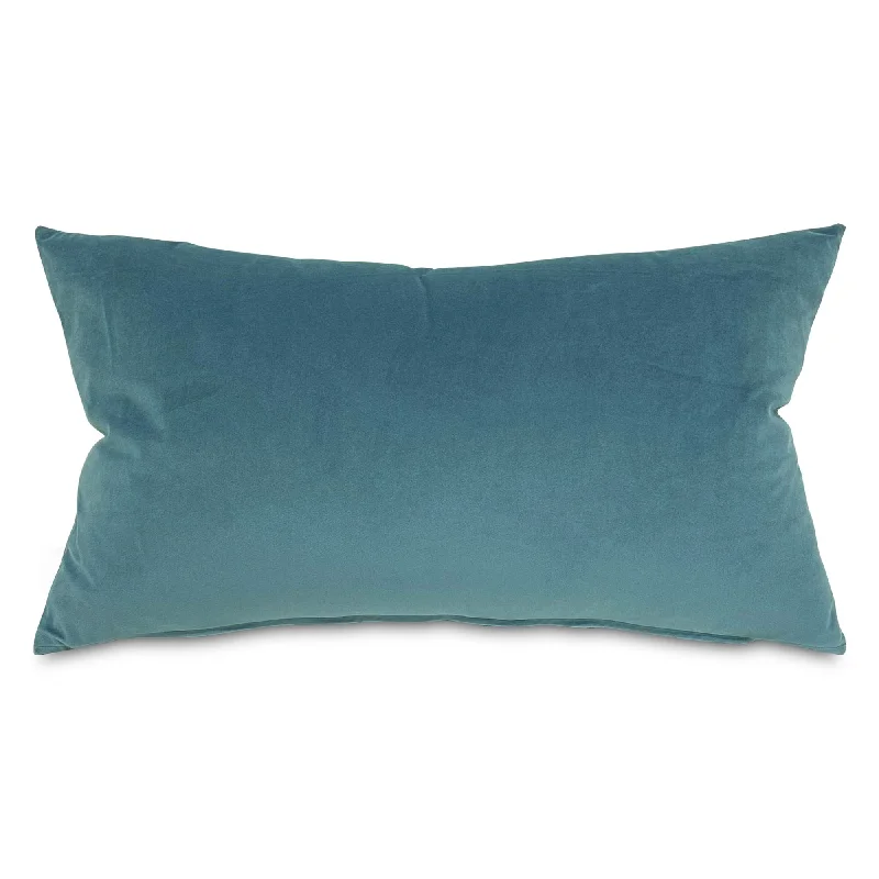 Azure Blue Velvet Lumbar Pillow Cover 15x26"