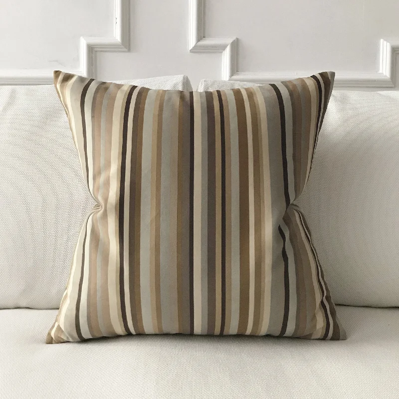 Modern Neutral Woven Striped Decorative Pillow Cover