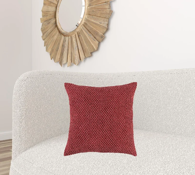 Deep Merlot Nubby Textured Modern Throw Pillow