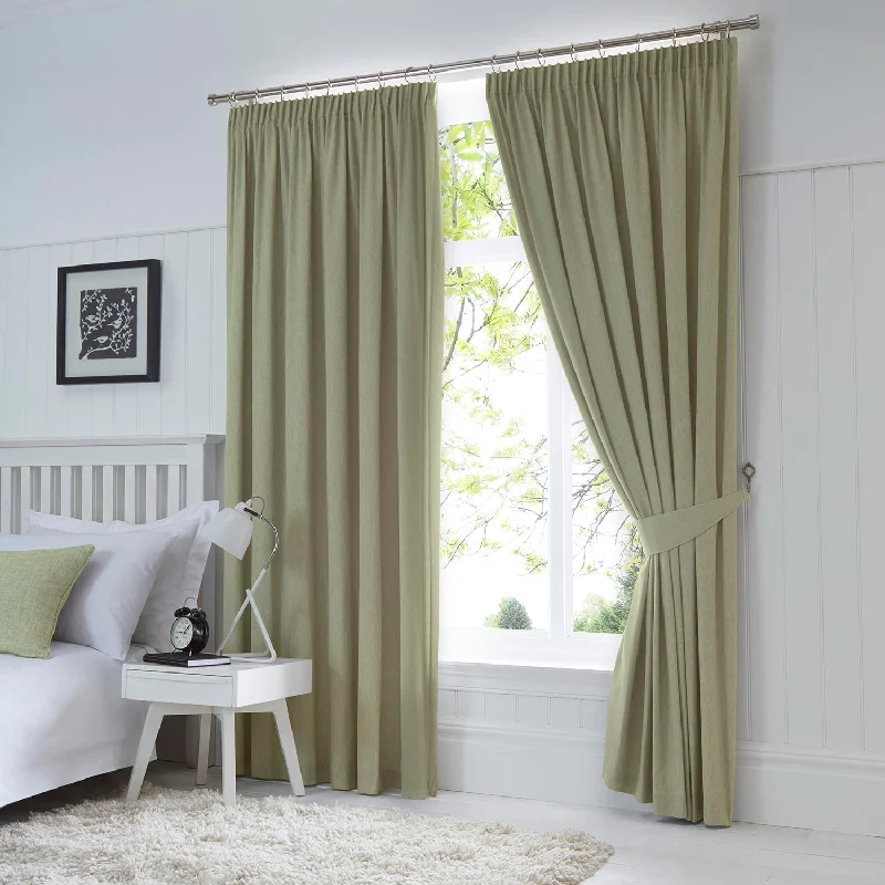 Dijon Green Blackout Thermal Pencil Pleat Curtains