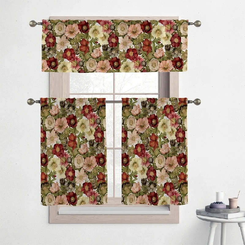 Laural Home Vintage Petals 36" Kitchen Curtain Valance and Tiers Set