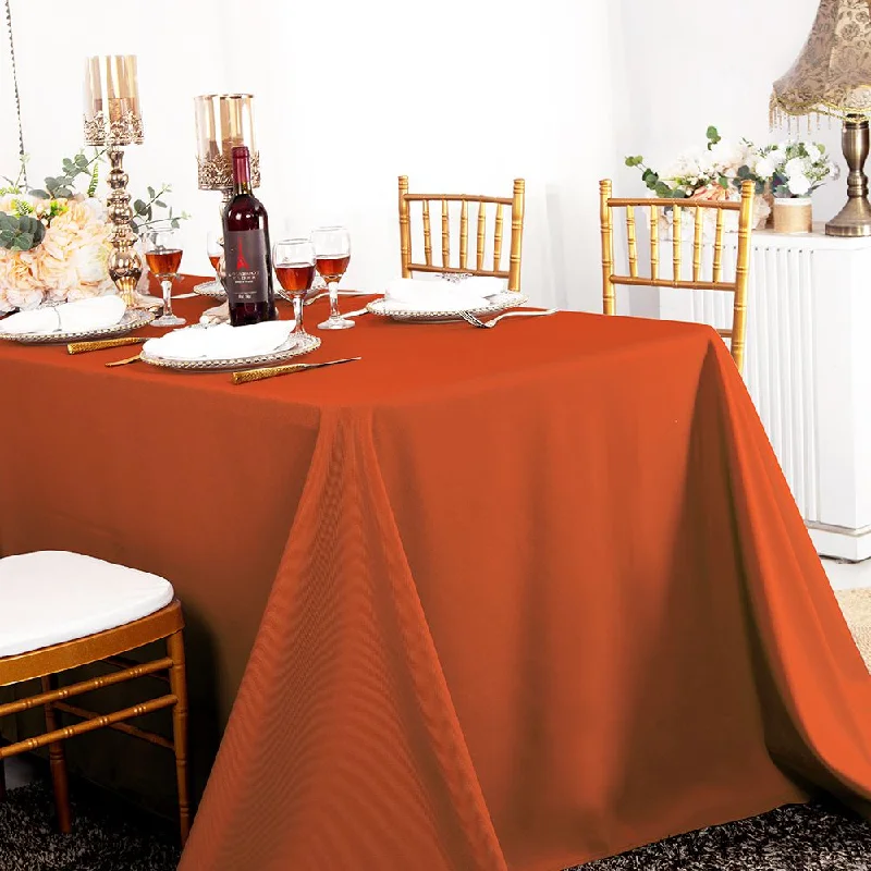 72"x120" Seamless Rectangular Polyester (220 GSM) Tablecloth - Rust/Burnt Orange (1pc)