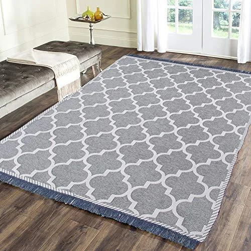 Braids Premium chennille Living Room Carpet,Area Rug,durries- 4.5 ft x 6 feet,Multicolor (Grey)