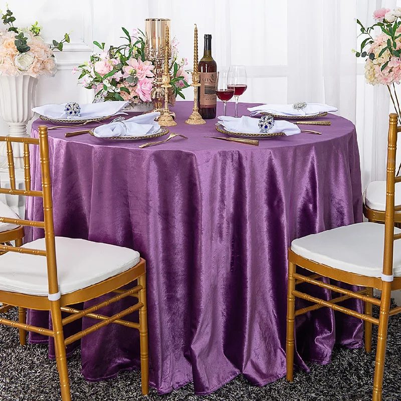 108" Round Seamless Italian Velvet Tablecloth - Victoria Lilac/Lavender (1pc)