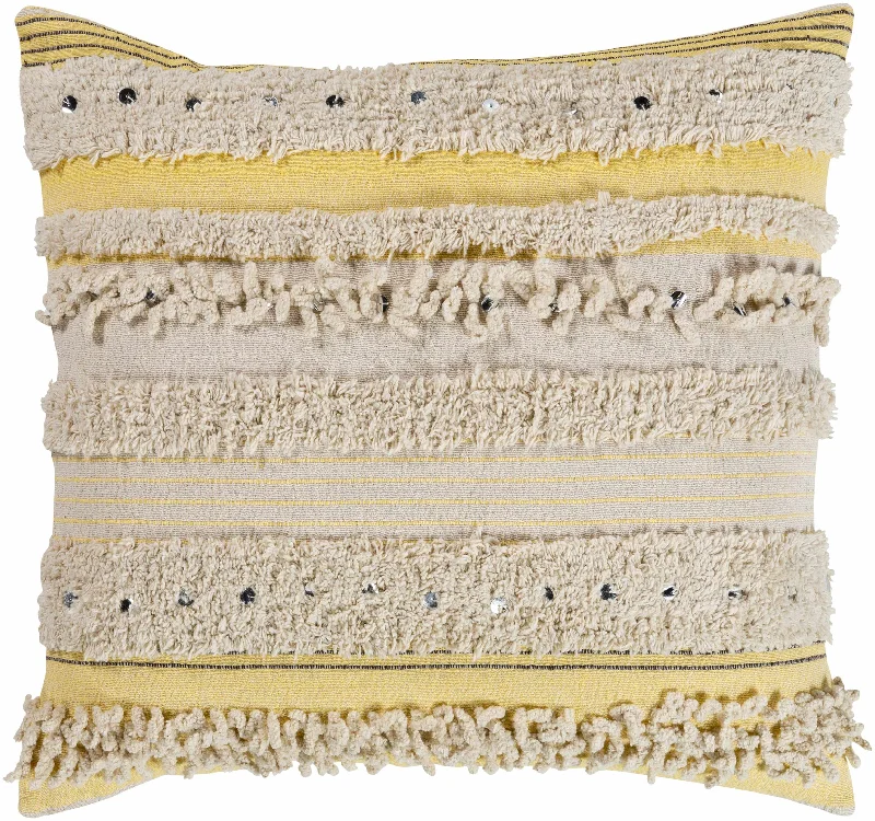 Rembrandt Yellow Textured Striped Accent Pillow