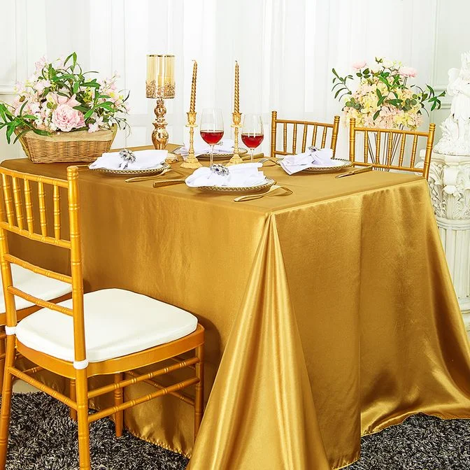 90"x156" Seamless Rectangular Satin Tablecloth - Gold (1pc/pk)