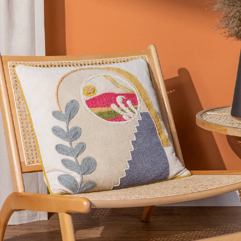 Margo Embroidered Piped Cushion Latte