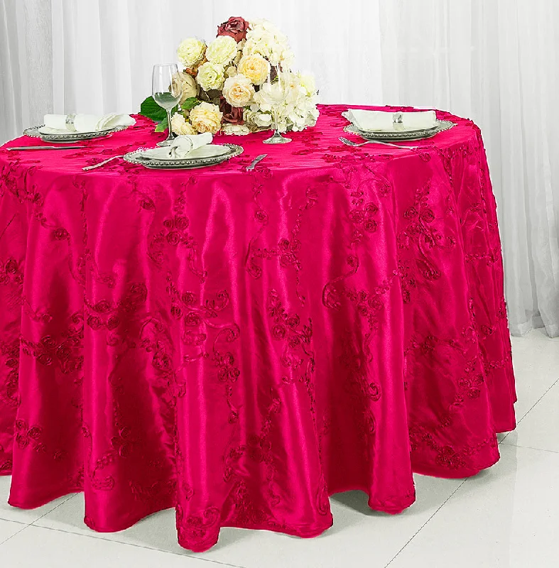 120" Seamless Round Ribbon Taffeta Tablecloth - Fuchsia (1pc)