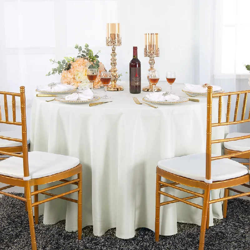 108" Seamless Round Polyester (220 GSM) Tablecloth - Ivory (1pc)