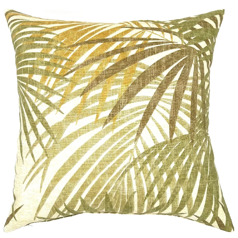 Green Tropical Palm Leaf Throw Pillow Cover 22x22