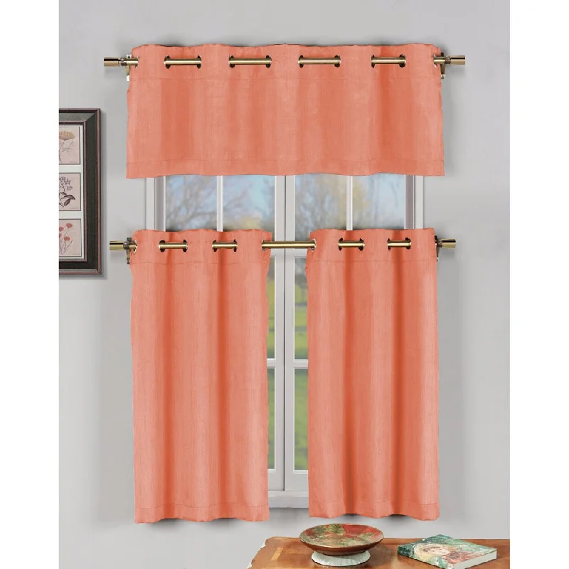 Duck River Agnes Faux Silk 3-piece Kitchen Curtain Tier