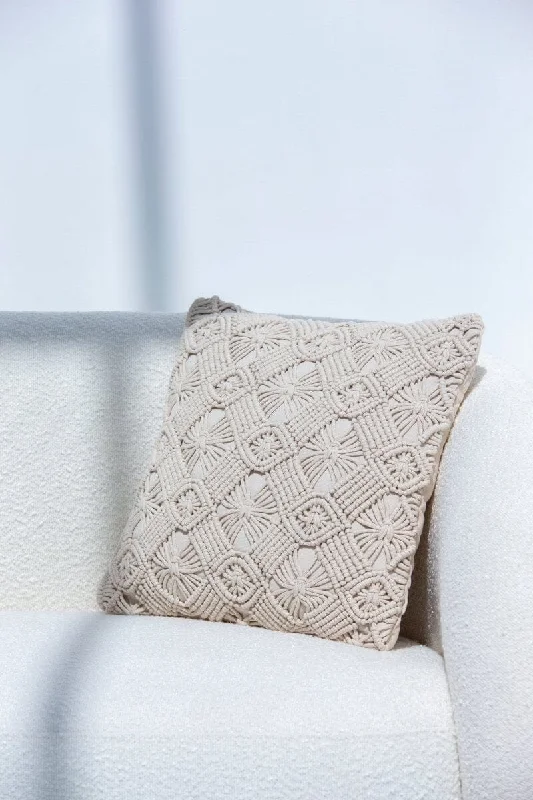 Crocheted Natural White Cushion With Filler (2 Sizes)